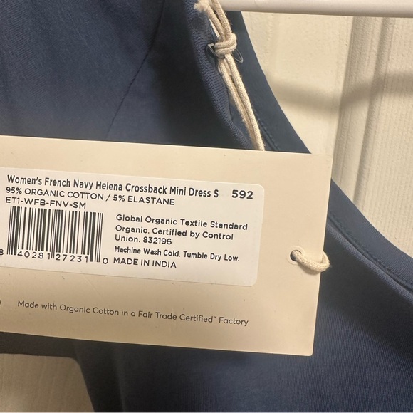 Pact Women's French Navy Blue Helena Crossback Mini Dress Size Small - Picture 3 of 5